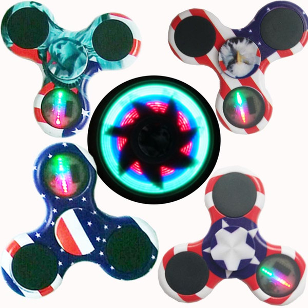 Ship 1 Day + rainbow fidget spinners light up fidget spinner with rgb flashing led light on/off switch and 3 model flashing mixed