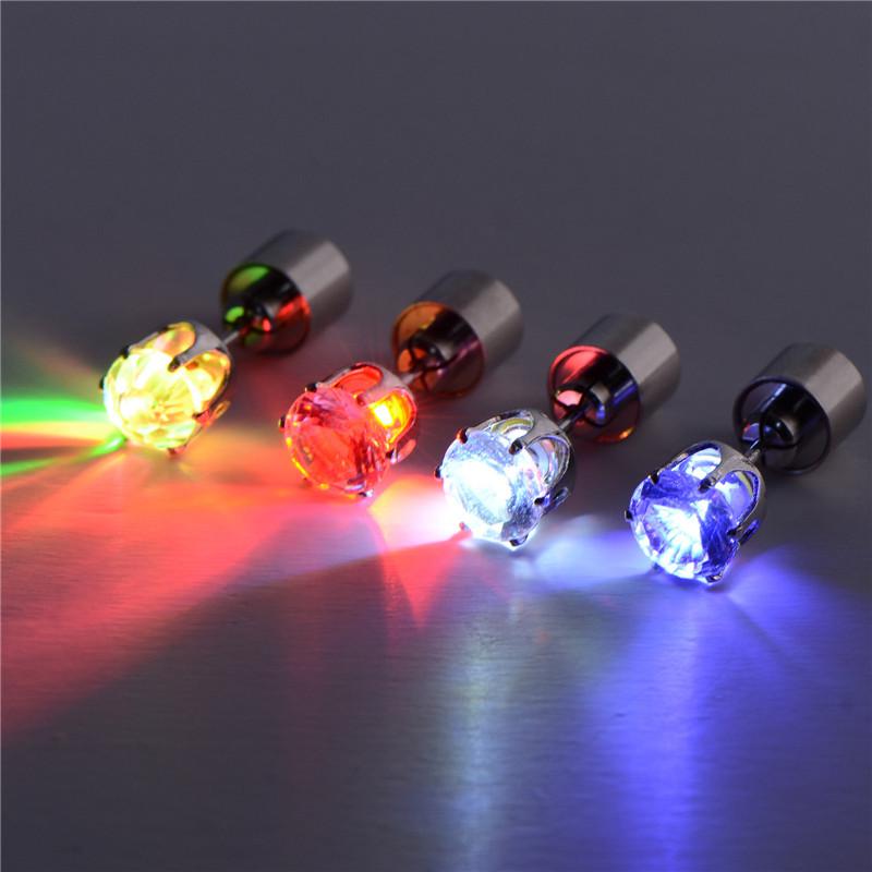 Lovers Led Lighting Luminous Earrings Stud Earring Sweet Diamond Led Earrings LED Flashing Light Stainless Earring Lamp Halloween Party Stud