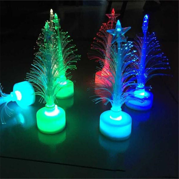 12cm Fiber Christmas Tree LED Flash Xmas Tree Christmas Decorations Nightlight Lamp Flashing Bar House Party Celebration Props Gifts