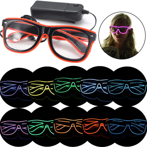 Fashion EL Wire led neon Glasses for christmas Birthday Halloween neon party Costume party decor supplies Lighting glasses