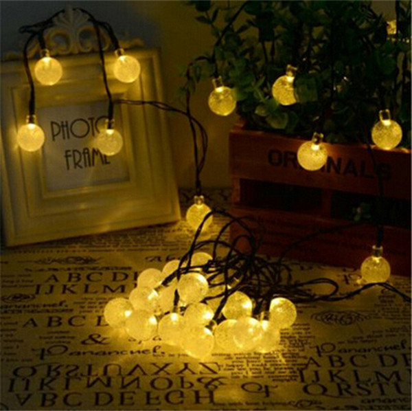 Solar Powered led Outdoor Strip Lights 6M 30LEDs Crystal Ball Globe Fairy Strip Lights for Outside Garden Patio Party Christmas