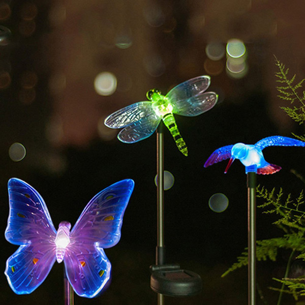 Novelty 0.2W RGB LED Solar Garden Light Outdoor Waterproof For Garden Decoration Butterfly Bird Dragonfly Modern path Lawn Solar Lamp Decora