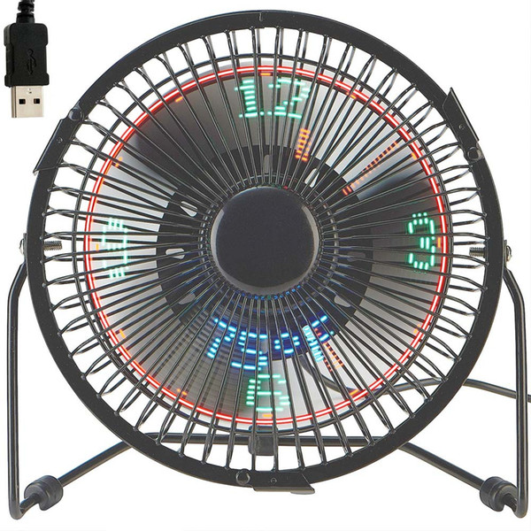 Small Desktop Fan With Clock And Temperature Display 4 Inch Metal Frame USB powered flash LED display electric personal
8000
 cooling fan