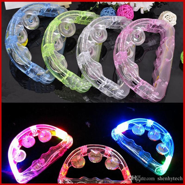 Hot Sale Colorful LED Flashing Baby Rattle Hand Bell Light Up LED Tambourine Luminous Toys Bar KTV Party Cheering Prop Novelty Lighting