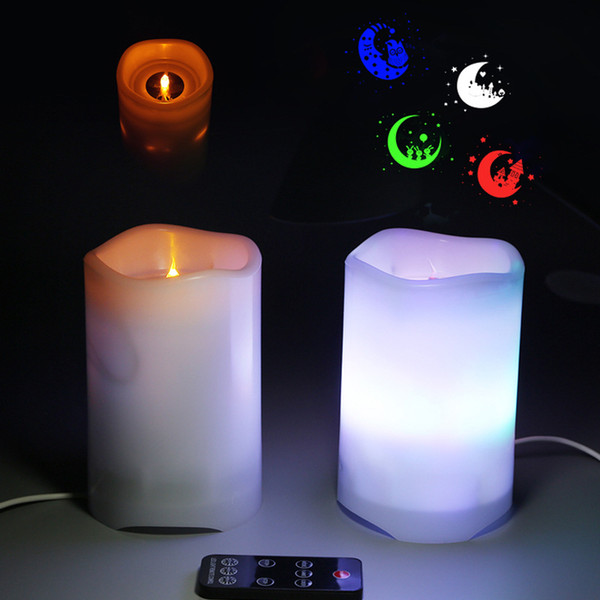 Creative Remote Control Lights LED Projector Candle Shaped Lamp For Party Wedding Christmas Halloween With Candle Moons YQ-007