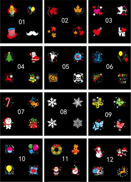 12 Patterns Christmas Snowflake Projector Outdoor LED Waterproof Moving Snow Snowflake Home Garden Star Light Decoration YQ-004-1
