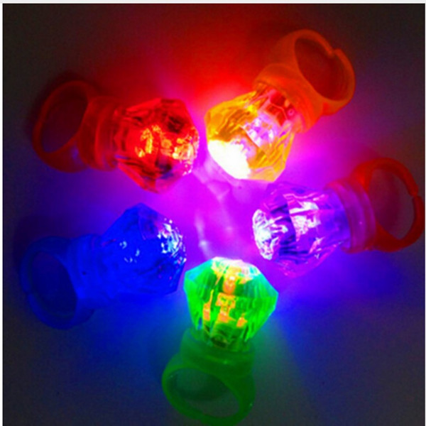 Plastic Diamond Shape Led Finger Ring Light-up Toys Mix Colors Light Simulation Kids Toy Party Decoration