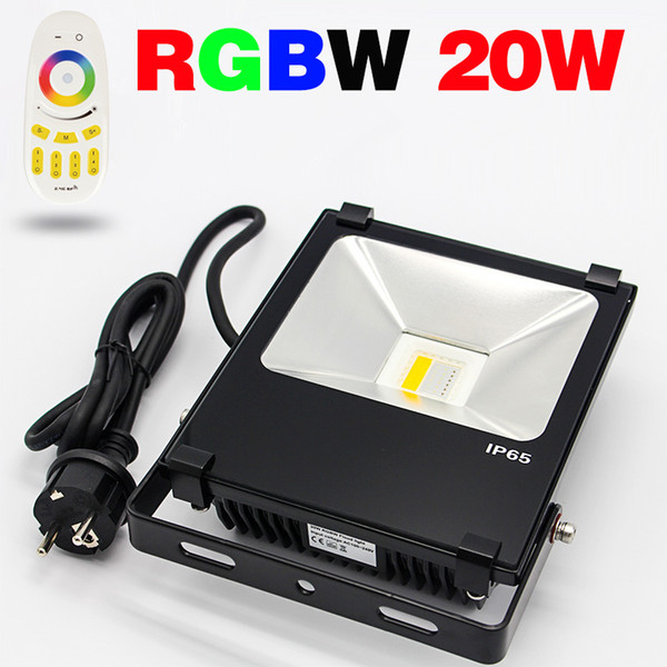 20W RGBW Dimmable LED Flood Light 2.4G Remote RGB+Warm white Waterproof IP65 Landscape Outdoor Lighting