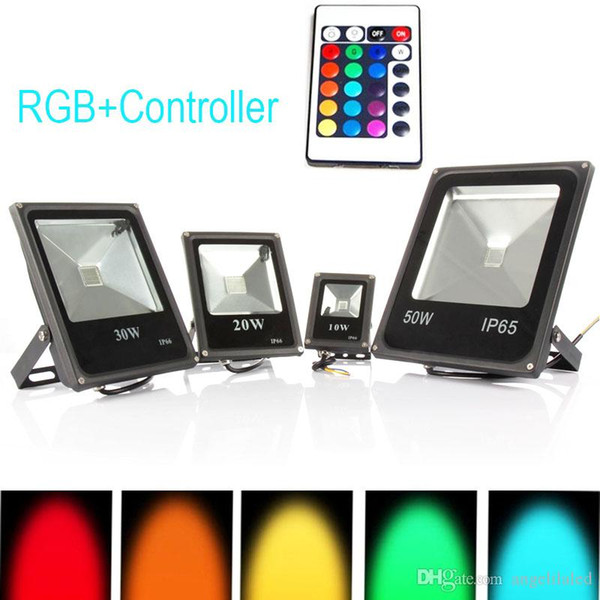 Led RGB Floodlights 10W 20W 30W 50W Lighting IP65 Outdoor Spotlights RGB with Remote Controller Spot Flood Lamp