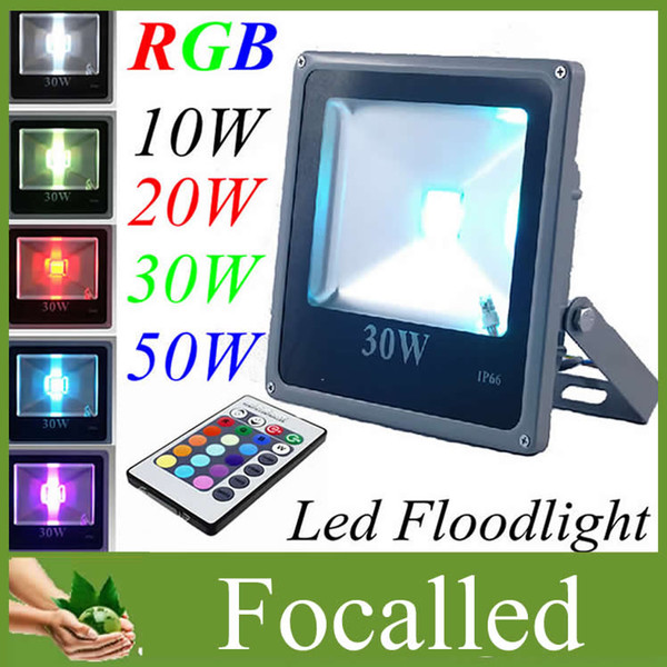 Waterproof 10W 20W 30W 50W LED Outdoor Floodlight RGB Warm White Cool White Led Landscape Flood light 12v 85-265v + IR Remote Controller