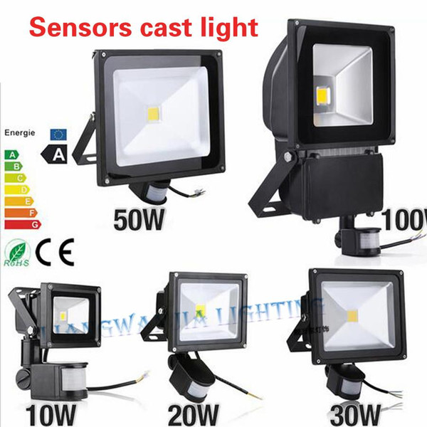 PIR LED Floodlights Outdoor Lamps 10W 20W 30W 50W Motion Sensor Flood light Waterproof AC85-256V Outdoor spotlight Garden Lamp