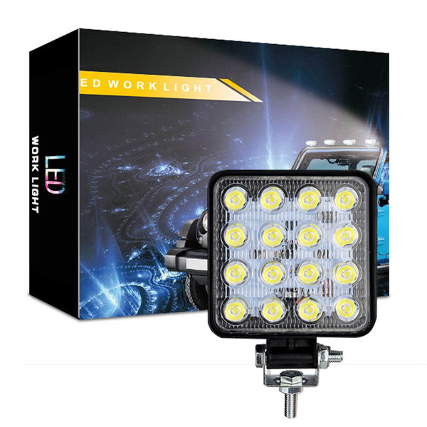 48W Waterproof Flood LED Work Lights, Jeep Off Road Light Bar, LED Driving Fog Lights with Mounting Bracket for Jeep, Off-road, Truck, Car