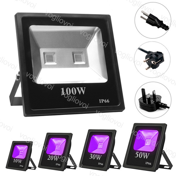 UV LED Floodlight 10W 20W 30W 50W 100W Waterproof Black Light Party Neon Lighting COB Ultraviolet LED Flood Light For Stage Equipment DHL