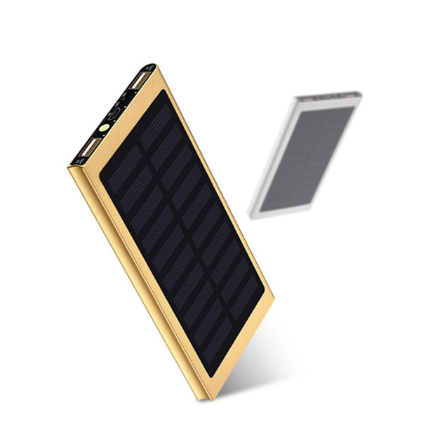 Ultra thin Solar Power Bank 20000mAh External Battery Portable Universal Cell Phone PowerBank Chargers For iphone IPAD Android Smartphone