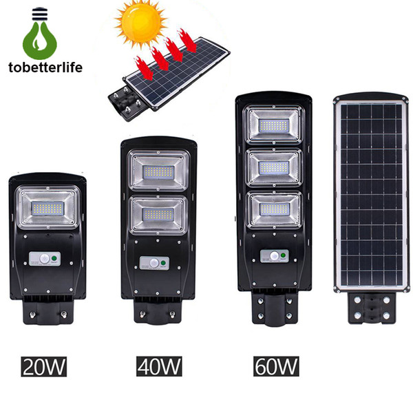 New LED Solar Street Light 20W 40W 60W PIR Motion Sensor Light Control IP67 Waterproof Solar outdoor Wall Light with Mounting Pole