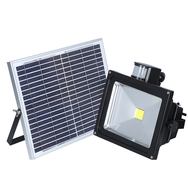 Outdoor LED Lights Die-cast aluminum Waterproof IP65 COB Integrated Solar Flood Light With PIR Motion Sensor 10W 20W 30W 50W