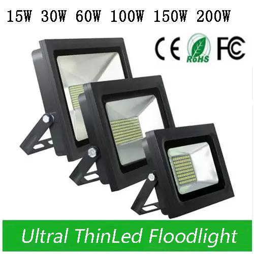 UL FCC LED Floodlight 200W 150W 100W 60W 30W 15W Reflector Led Flood Light Spotlight Waterproof Outdoor Wall Lamp Garden Projectors