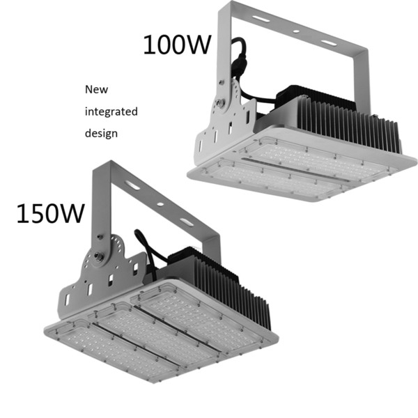 White Illuminated Panel Super Fins Super Bright 100W 150W LED Floodlight Fixture Easy Mount Adjustable Industrial Lamp