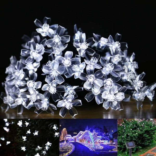 Solar Lamps 7M 50LEDs Flower Blossom Decorative Lights Waterproof white fairy Garden Outdoor Christmas solar led light