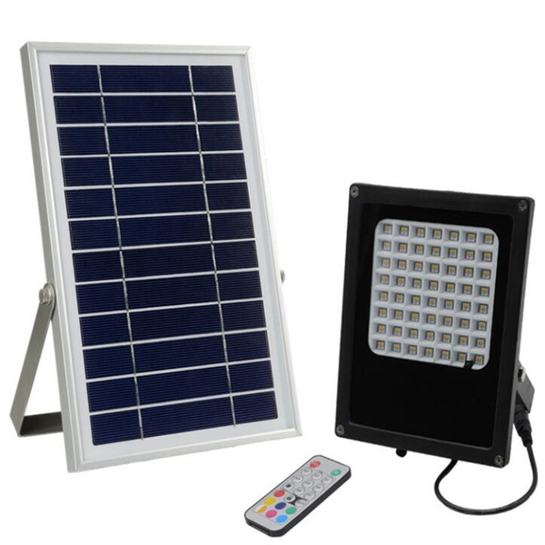 7 Color Changing Remote Control 6V 6W Solar Panel 56 LEDs RGB LED Solar Floodlight Outdoor Landscape Garden Spotlight