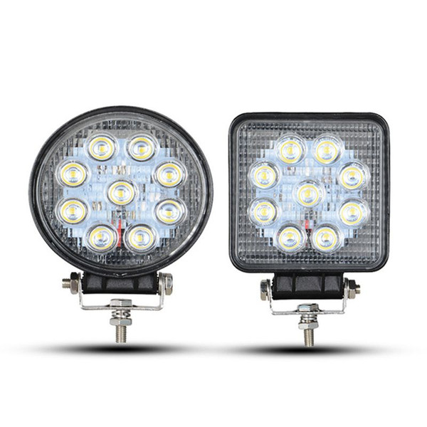 1 Pair Round Square 27W 4 Inch LED Work Light Floodlight 12V 24V Off-road Lamp IP67 for Car Work