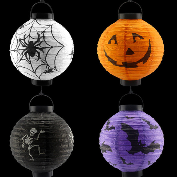 Light Up Halloween pumpkin outdoor solar lantern lamps waterproof 10in 8in 6in white RGB Color chinese lanterns Hallowmas paper lantern