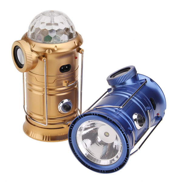 Outdoor Camping Portable Lantern with Bluetooth Speaker Colorful LED Stage Light Multifunctional Rechargeable Flashlight Tent Lamp