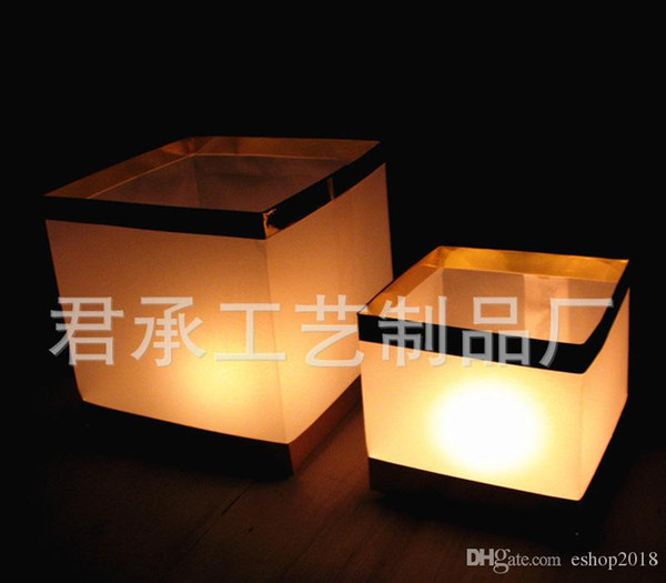 Floating Water Lamp Square Chinese Lanterns Square Blessing Light Krathong Festival Lanterns Wishing Water River Candle Light Paper Lanterns