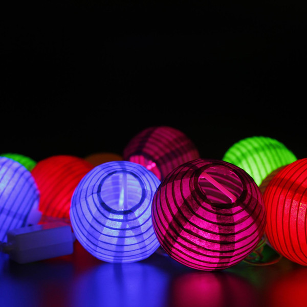 2W AC110V Input US Plug 10pcs Colorful Paper Lantern with 75mm Diameter Used for Holidays, 4 Meter/Set