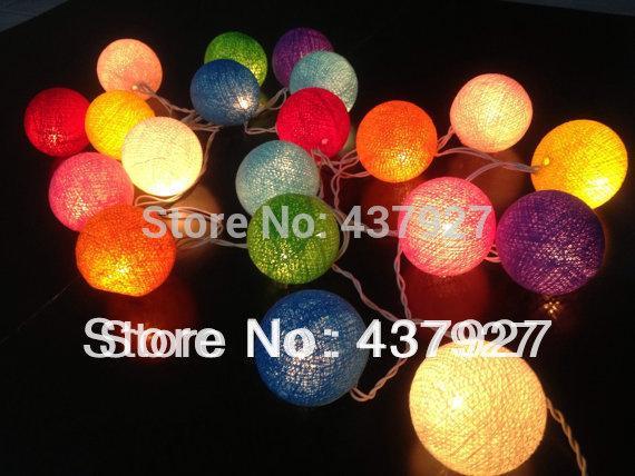 HOT!40 Balls/2 Sets 20 Multi-Color pastel sweet cotton ball string fairy lights home decor wedding party patio spa,free shipping