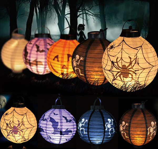 Super bright Halloween Decorative Lamp Light Pumpkin Spider Bat Skeleton Paper Lanterns LED Lamp for Party Decoration