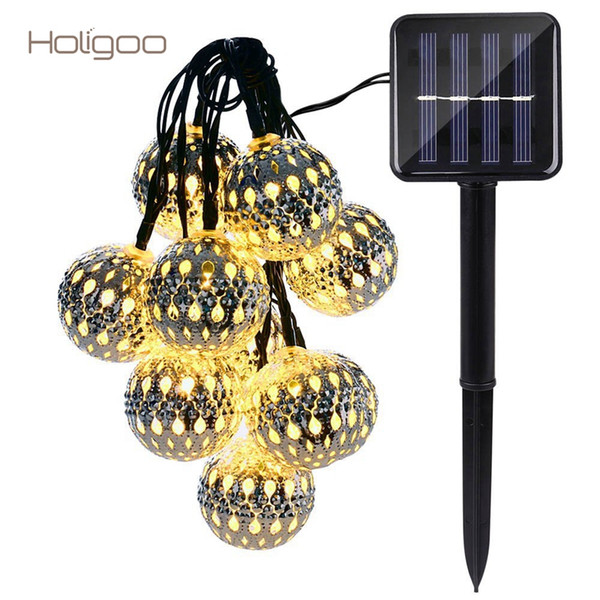 Holigoo Solar Globe 10 LED Outdoor String Lights Moroccan Ball Fairy Lantern Solar Lamp For Christmas Garden Home Decoration