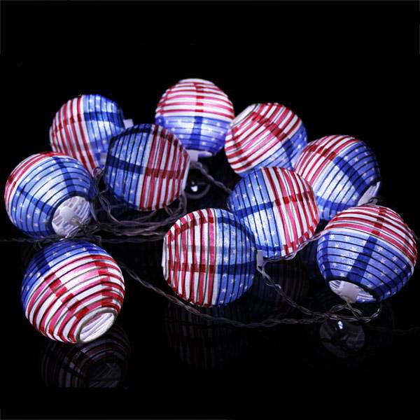 2W AC110V Input 10pcs USA National Flag Paper Lantern 75mm Diameter, 4 Meter/Set American Flag