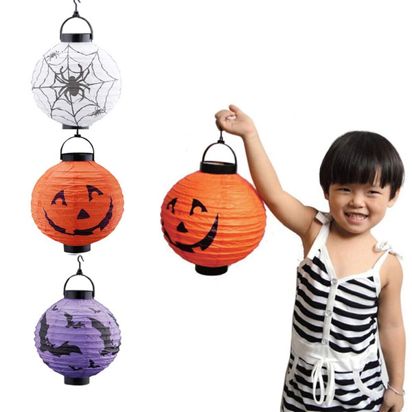 Halloween Pumpkin Hanging Lantern, Paper Lanterns Decoration LED Light for Halloween Holiday Party Decor, (Yellow,Yellow)