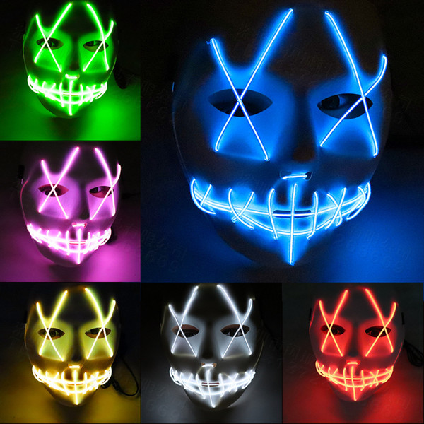 Halloween Mask LED Light Up Party Masks The Purge Election Year Great Funny Masks Festival Cosplay Costume Supplies Glow In Dark