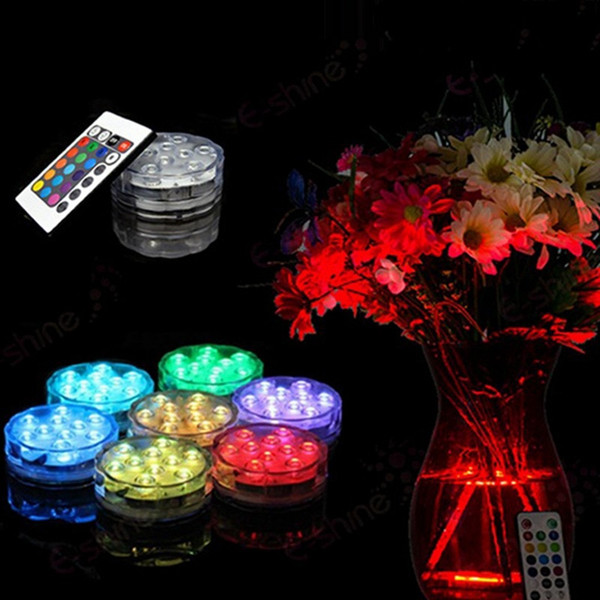 50PCS 3AAA Battery Operated IR Remote Controlled 10 Multicolors SMD LED Vase Light,Submersible Led Light,Waterproof Floralyte Light