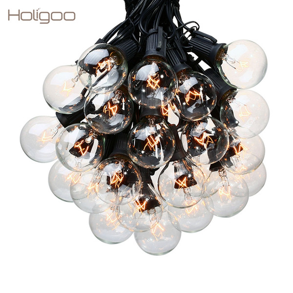 Holigoo 25Ft G40 Bulb Globe String Lights with Clear Bulb Backyard Patio Lights Vintage Bulbs Decorative Outdoor Garland Wedding