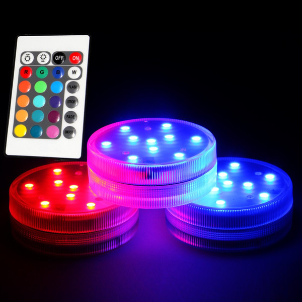 3AAA Battery Operated IR Remote Controlled 10 Multicolors SMD LED Vase Light,Submersible Led Light,Waterproof Floralyte Light