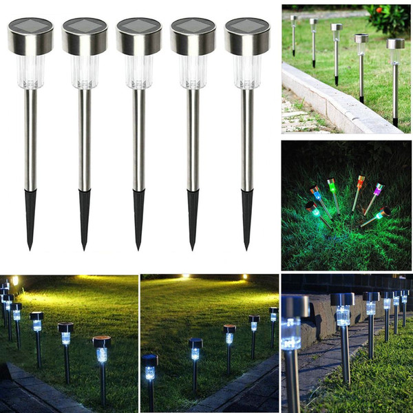 Solar Power Color Changing / White Garden Lights LED Post Pathway Lawn Lighting 5PC