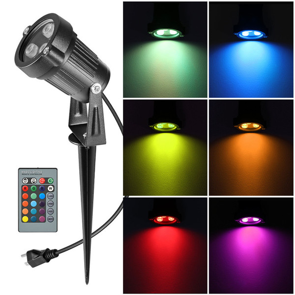 AUCD Remote Mini 6W RGB LED Lawn Lamps Outdoor IP65 Waterproof Spotlight Lighting Bulbs Garden Landscape Light GO-L01-RGB