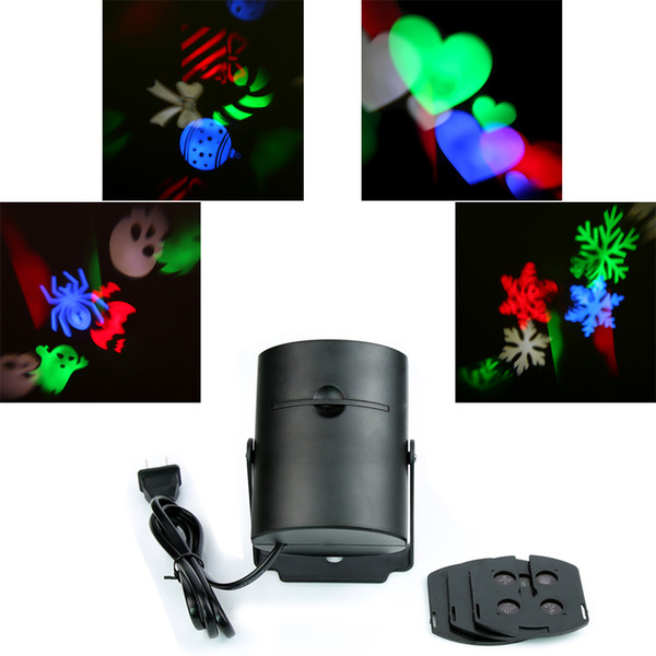 Indoor Multi-color led Laser Light Moving rgb Projecting LED Holiday whit 4PCS Switchable Pattern Christmas Halloween party decoration