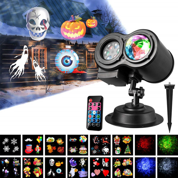 Ocean Wave Halloween Christmas Projector Lights 12 Slides 10 Colors 2-in-1 LED Landscape Lights Waterproof Home Party Garden Decorations