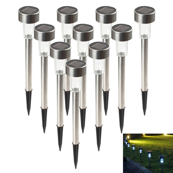 Wholesale- New Solar LED Path Light Outdoor Garden Lawn Landscape Stainless Steel Spot Lamp