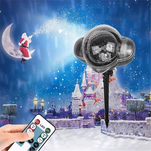 Snowfall Projector Lamp Waterproof Laser Projection Led Christmas Party Lights with Remote Control Snowflake Landscape Light