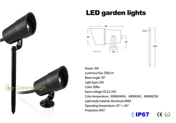 3W LED Spike Lawn Spot Light DC12V/24V LED Inground Lights Decoration Spot Lights Up Lighting Projector Landscape Lamp 30pcs