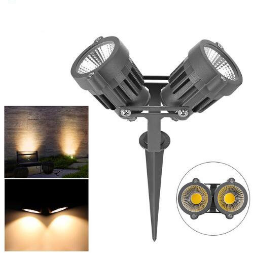 10W LED Garden Lights Outdoor COB Dual Lawn Light Spotlight LED Lamp with Spike Waterproof IP65 for Yard Patio Path AC 12V