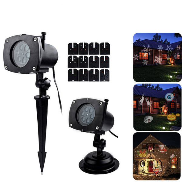 12 Pattern LED Projector Light Lampara 6W Indoor Outdoor Garden Yard Spotlight for Christmas Valentine Halloween Holiday Lightinng Landscape