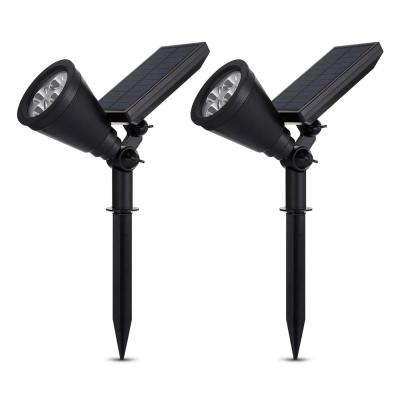 2Pcs/Set Outdoor Solar Power Adjustable Landscape Lamp Spotlight 4 LEDs 2-in-1 Waterproof Lawn Lamps Wall Light Lawn Lamp for Yard Garden