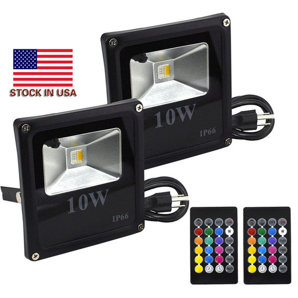 outdoor RGB LED Flood Light Real high power 10W Floodlight Bulb Waterproof IP66 Lamp With Remote Control Holiday Lights + Stock In US