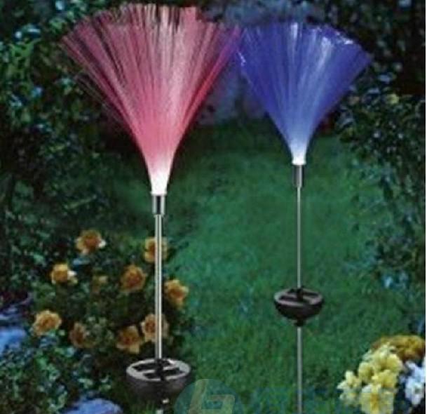 2pcs Solar Power LED Fibre Optic Colorfull Light Lamp Garden Lawn Yard Path Patio Outdoor christmas Festive Decoration Gift